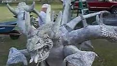 Florida Citrus County Concrete Sculptor T.J.Neil's Three Headed Dragon