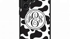 Cow Animal Personalized Monogram Black Rubber Phone Case Compatible With Samsung Galaxy S24 S24+ S24 Ultra S23 FE S23+ Ultra S22 S22+ S21 S21FE S21+ S20FE Note 20 S10