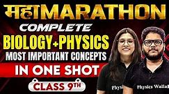Complete Class 9th 𝐁𝐈𝐎𝐋𝐎𝐆𝐘 + 𝐏𝐇𝐘𝐒𝐈𝐂𝐒 Most Important Concepts in One Shot || Marathon Session 2024