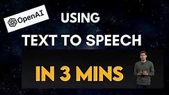 How to use Open AI Text to Speech API in 3 mins | Text to Speech | OpenAI #ai #tts@aseemwangoo