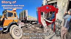Afghan Mercedes semi Truck Mechanic works & leaf springs Re arching with hand made pressure jack