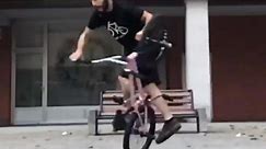 BMX trick with crazy spins and wheelie