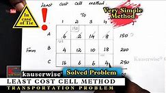 Least Cost Cell Method | In case of Tie | Transportation Problem in Operations research | Kauserwise
