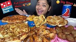 FULL DOMINOS MENU EATING! 🍕 CHEESE BUST PIZZA, MEAT BALLS, CHICKEN WINGS, TACOS | FOOD EATING SHOW