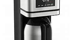 Krups Simply Brew Stainless Steel and Thermal Carafe Drip Coffee Maker 14 Cup Programmable, Customizable, Digital Display, Insulated Coffee Filter, Dishwasher Safe, Drip Free Silver and Black