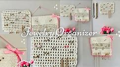 Crochet cute jewelry wall hangers : crochet a mesh square holder and crochet jewelry holder