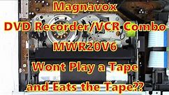 Magnavox MWR20V6 DVD VCR Combo sent from Illinois that eats tapes. Normal services repaired it!