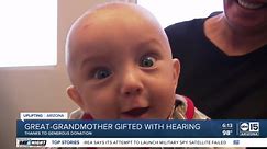 Donated hearing aids help grandma hear great-grandson