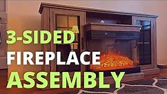 AMERLIFE 3-Sided Glass Fireplace TV Stand for TVs up to 65'' Assembly | Lark M Alvilda Media Console