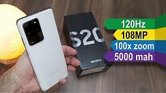 Samsung Galaxy S20 Ultra Unboxing - Cloud White color, 120Hz screen, 108MP camera