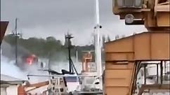 Moment fire breaks out 'on Russian warship in Crimea'