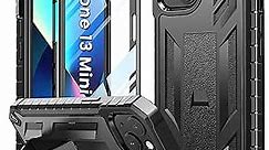 for iPhone13 Mini Case Protective Cover: Soft Touch TPU Shock Proof Protection | Durable Shell Design - Heavy Duty Military Grade Rugged Cell Phone Cases with Kickstand for iPhone 13 Mini (Black)