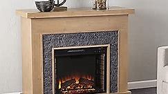 SEI Furniture Standlon Electric Fireplace w/Faux Stone Surround, Natural