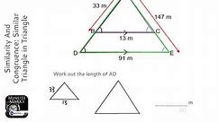 Similarity And Congruence: Similar Triangle in Triangle (Find Larger) (Grade 5) - Maths Revision