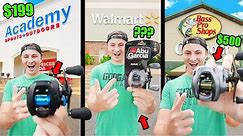 I Bought The MOST EXPENSIVE Fishing Reel At EVERY STORE (Bass Pro Shop, Walmart, Academy!)