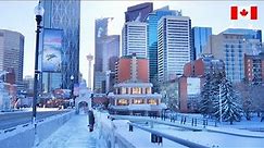 4K🇨🇦 Discover CANADA - CALGARY After Snowfall | Downtown City Walk