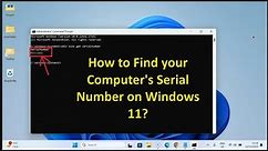 How to Find your Computer's Serial Number on Windows 11?