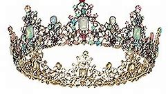 SWEETV Jeweled Baroque Queen Crown - Rhinestone Wedding Crowns and Tiaras for Women, Costume Party Hair Accessories with Gemstones,Victoria