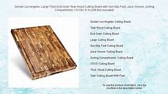 Sonder Los Angeles, Large Thick End Grain Teak Wood Cutting Board with Non-Slip Feet, Juice Groove, Sorting Compartments 17x13x1