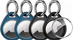 UNBREAKcable Apple AirTag Holder - 4 Pack [Fit Tightly Design] [Easy to Install] [Hold Air Tag Securely] Waterproof TPU Shell Protective Case with All Metal Keychain Key Ring Clip