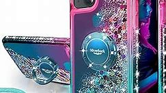 Silverback for iPhone 14 Plus Case, Moving Liquid Holographic Sparkle Glitter Case with Kickstand, Girls Women Bling Diamond Ring Slim Protective Case for Apple iPhone 14 Plus 5G 6.7''- Green