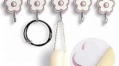 LilyBeauty [5 Pack] Cute Floret Utility Hooks Heavy Duty Up to 5 Pounds, Waterproof and Oil Proof. Hanging Key. Stick On Wall Kitchen Bathroom Ceiling Or Office Windows Hangers-Pink