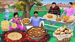 Roti Aloo Curry Cooking on Charcoal Fire Hindi Kahaniya Moral Stories New Funny Hindi Comedy Video