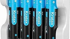 Kratax Lithium Batteries AA Rechargeable 4 Count 1.5V 3500mWh Li-ion Rechargeable Batteries with 2H Battery Charger, 1600 Cycles Long-Lasting, Constant Voltage Output for XBox Controller, Electric Toy