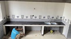Construction process of concrete and ceramic tile kitchen tables