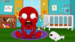 Funny Little Baby Spider man Injections in The Bottom Learning Colors for Kids with Baby Doll