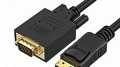 CableCreation Displayport to VGA Cable 6FT, Displayport to VGA Adapter Gold Plated 1080P@60Hz, Standard DP Male to VGA Male Cable, Compatible with Laptop, PC, TV, Projector, Black
