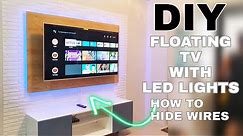 DIY How to make Floating TV Backwall and Cabinet with LED lights - Hide your wires!