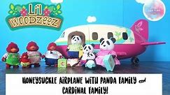 Li'l Woodzeez Airplane with Skyhoppers Panda Family and Tailfeather Cardinal Family!