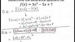 Determine difference quotient polynomial