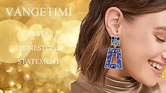 large geomertic Rhinestone Statement Crystal Dangle Earrings