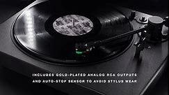 Victrola Hi-Res Black Vinyl Record Player, Audio Technica AT-VM95E Cartridge, aptX Adaptive Bluetooth Connectivity, Gold Plated RCA & Preamp Output, Stylish Sleek Bluetooth Turntable