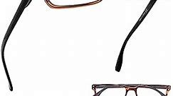 Reading Glasses 4 Pairs Classic Style Readers Comfort Reader Eyeglasses Women Men Reading (Amber/Black Arm, 1.00)