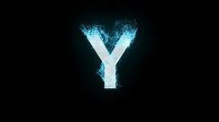 Letter Y in blue fire, alpha channel, fire alphabet