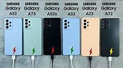 Samsung A53 vs A73 vs A52s vs A33 vs A23 vs A72 Battery Charging Test | Fast Charging Test