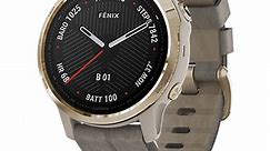 Garmin Fenix 6S - Sapphire, Light Gold with Shale Gray Leather Band
