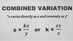 Combined Variation - Equation and Constant of Variation - Grade 9 Math