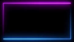Abstract seamless background blue pink frame spectrum looped animation fluorescent light. 4k glowing line frame web neon box pattern. LED screens projection technology