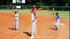 Duncan Toys Pop ‘N Hit Practice Bat – Self-Pitching Ball Launching Training Toy, 28” Plastic Baseball Bat, Red