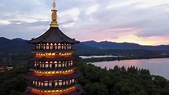 4K Leifeng Pagoda at West Lake in Hangzhou, China