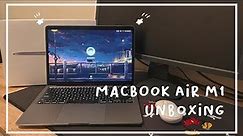 MacBook Air M1 + Accessories & Setup | Space Gray | Aesthetic Unboxing 2023