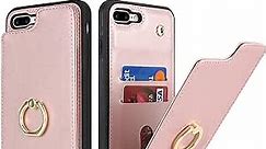 Lipvina for iPhone 7 Plus / 8 Plus Case with Card Holder,Credit Card Holder,Ring Stand Kickstand,RFID Blocking,Flip PU Leather Shockproof Cute Phone Wallet Case for Women (5.5 inch,Rose Gold)