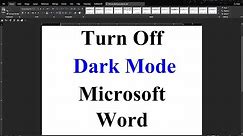 How to turn OFF Dark Mode Microsoft Word