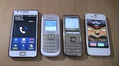 Incoming call &Outgoing call at the Same Time Nokia 6700 Gold+Iphone 4s ios 6+Samsung S2 plus+1200M