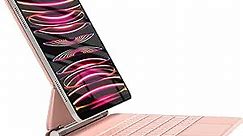 HOU Keyboard Case for iPad Air 11 inch 2024 (M2)&iPad Air 5th Generation Case with Keyboard(Air 4th),iPad Pro 11 Inch (4th/3rd/2nd/1st) Gen 2022,Magic-Stand,AG Glass Trackpad,7 Colors Backlight,Pink