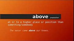 Meaning of above , Definition of above